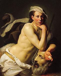 Johann Zoffany Self portrait as David with the head of Goliath oil painting image